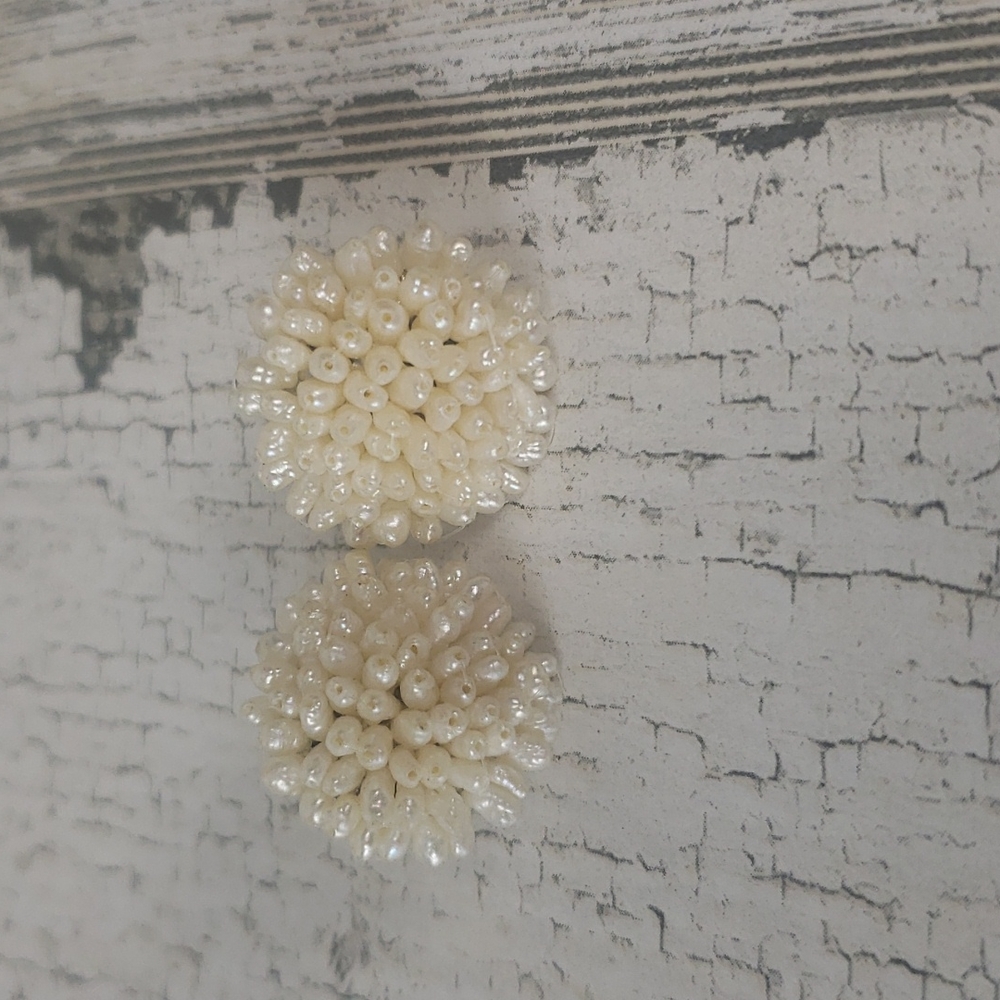 Vintage seed pearl hand strung pierced earrings
